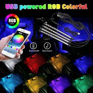 4x Car RGB atmosphere Phone Control LED Interior happy Light Decor for 12V AUTO